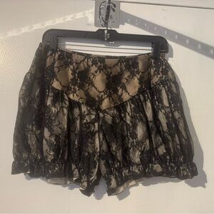 Christian Siriano Black Lace Overlay Shorts